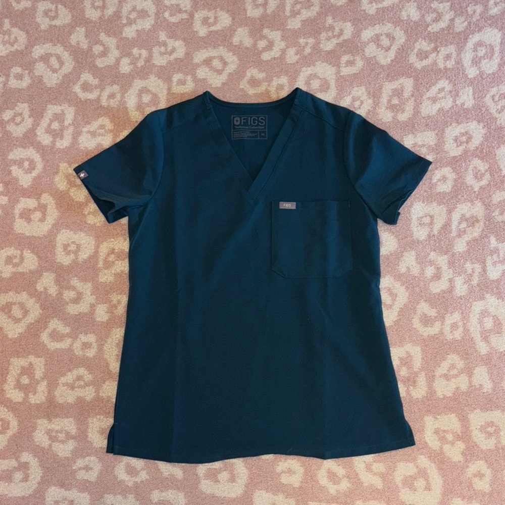 Figs Deep Blue V-Neck Scrub Top